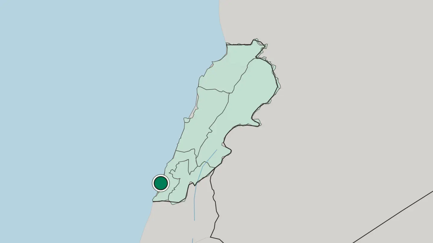 Map of Tyre in Lebanon