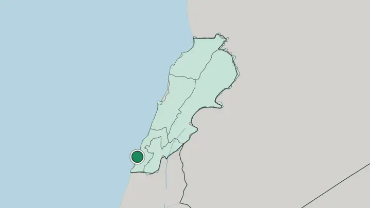 Map of Tyre in Lebanon