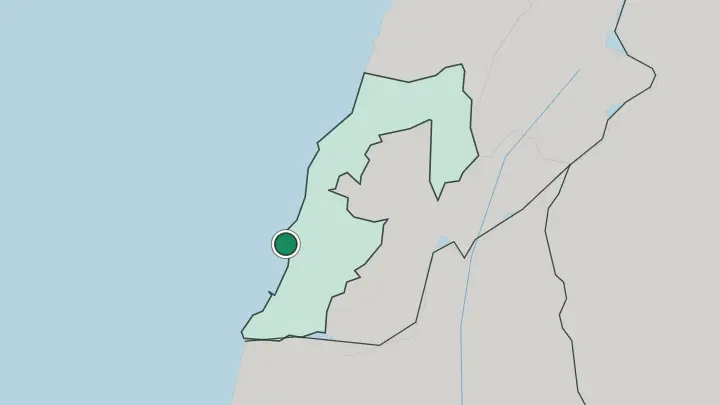 Map of Tyre in Lebanon