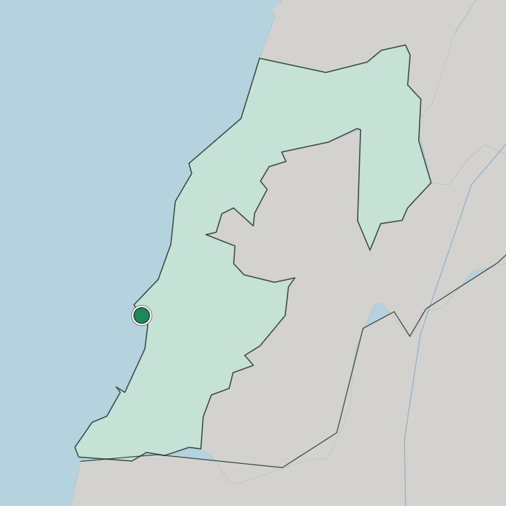 Map showing Tyre — In Mohafazat Liban-Sud