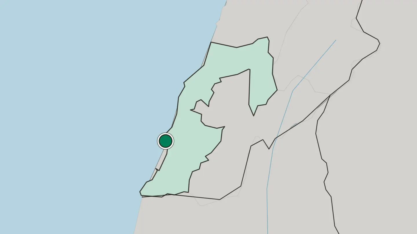 Map of Tyre in Lebanon