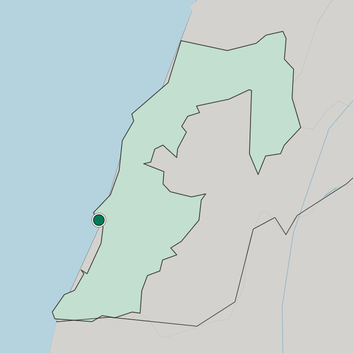 Map showing Tyre — In Mohafazat Liban-Sud