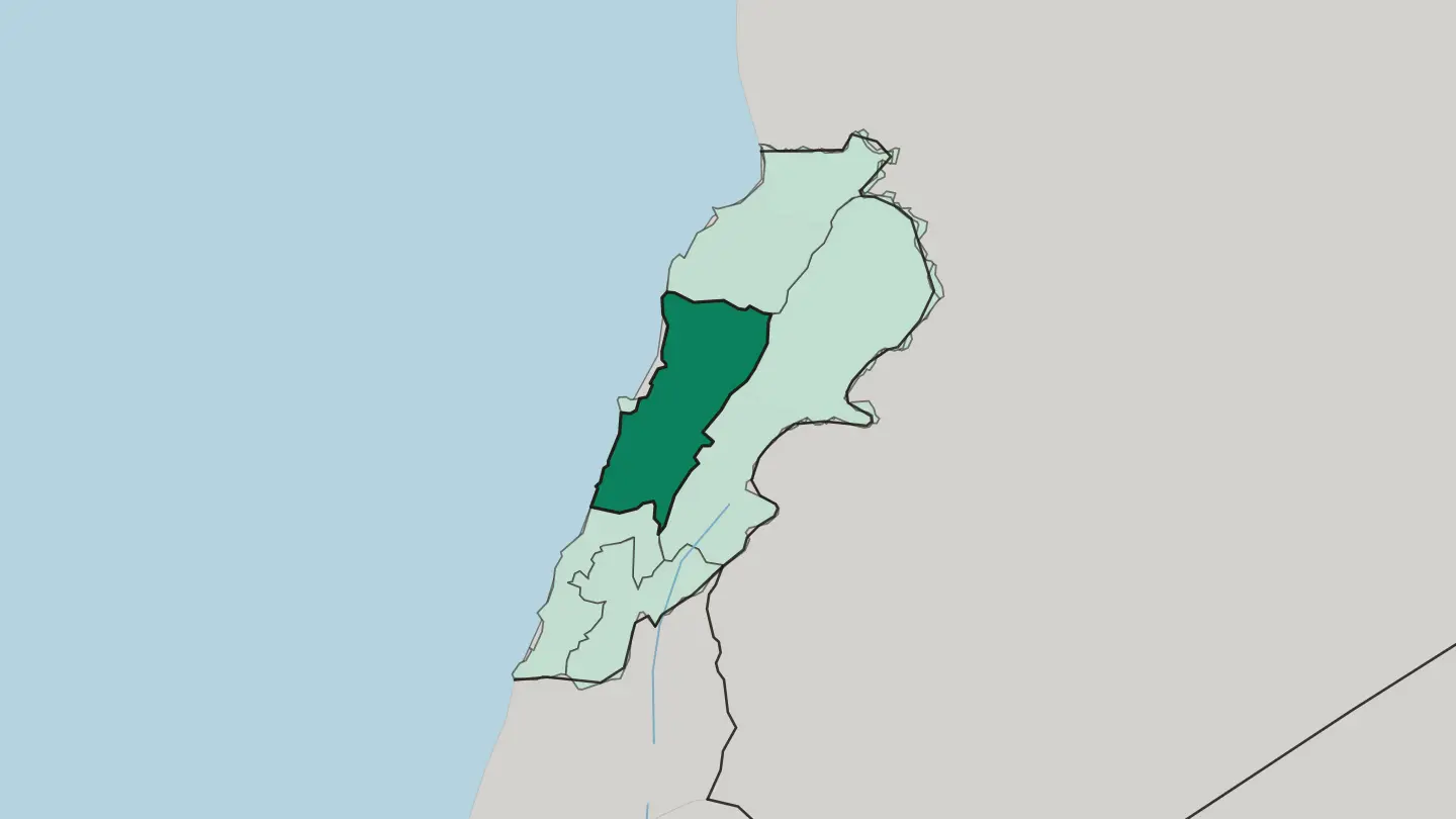 Map of Mohafazat Mont-Liban in Lebanon