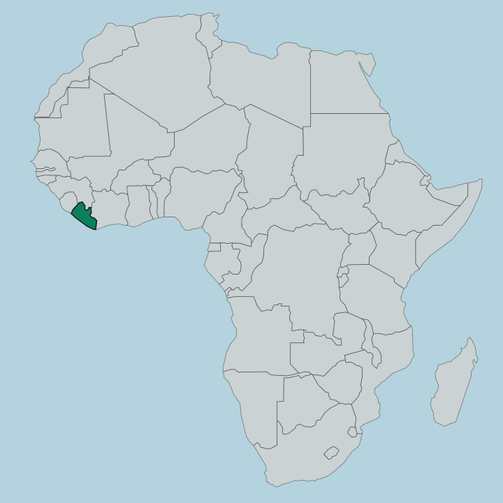 Map showing Liberia — In Africa