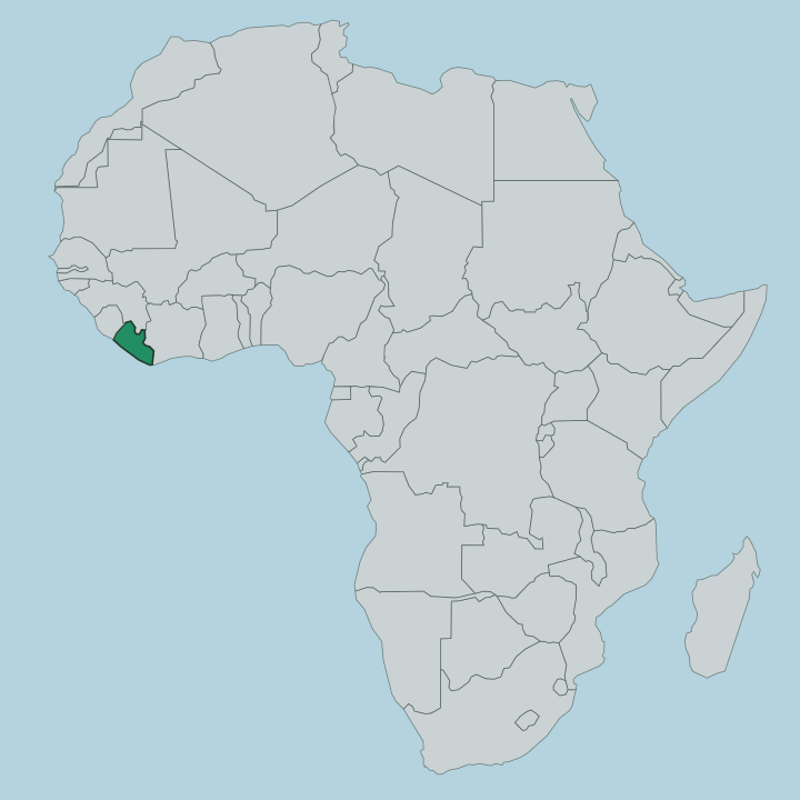 Map showing Liberia — In Africa