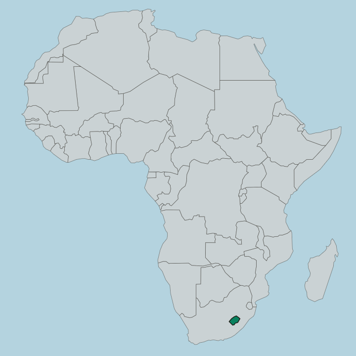 Map showing Lesotho — In Africa