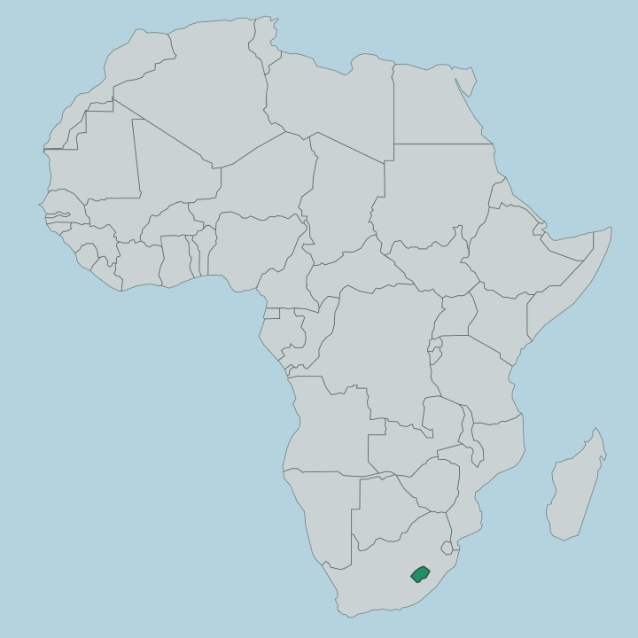 Map showing Lesotho — In Africa