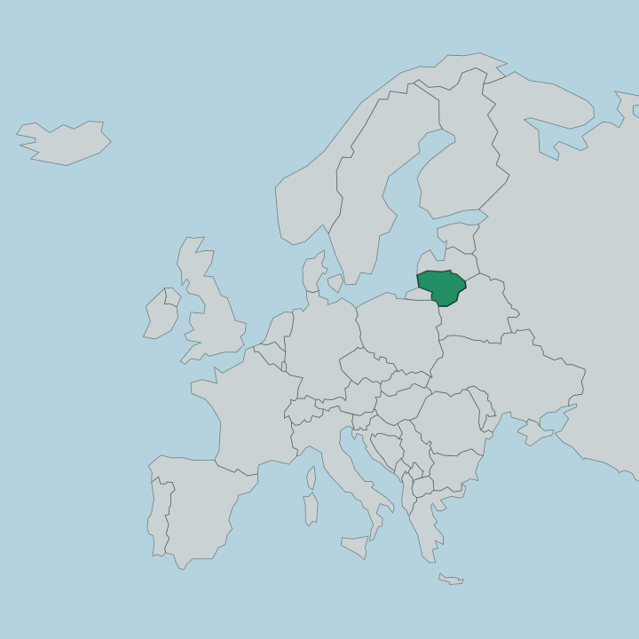 Map showing Lithuania — In Europe