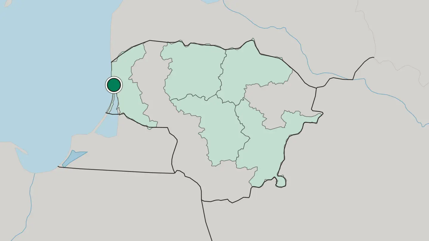 Map of Klaipėda in Lithuania