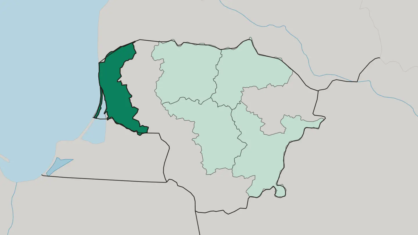 Map of Klaipėda County in Lithuania