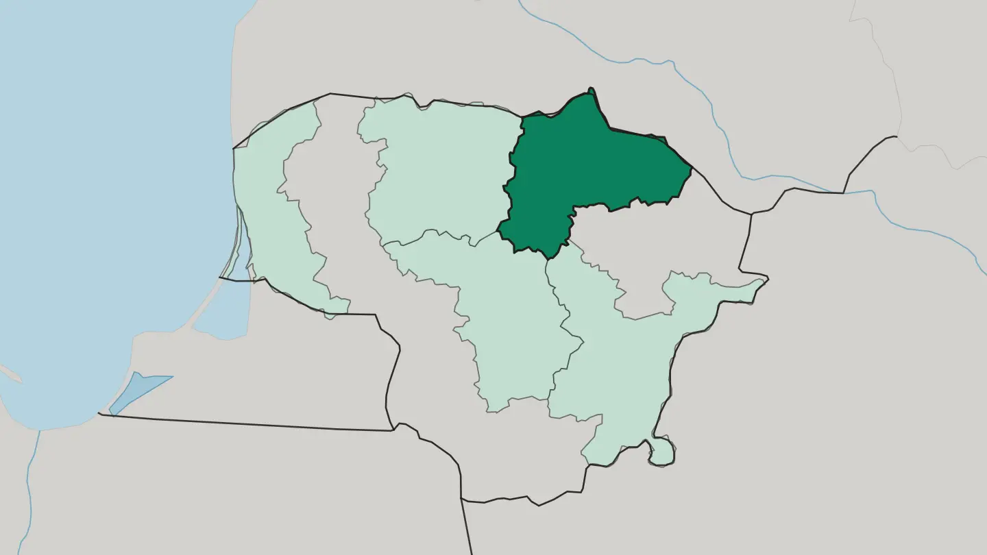 Map of Panevėžys in Lithuania