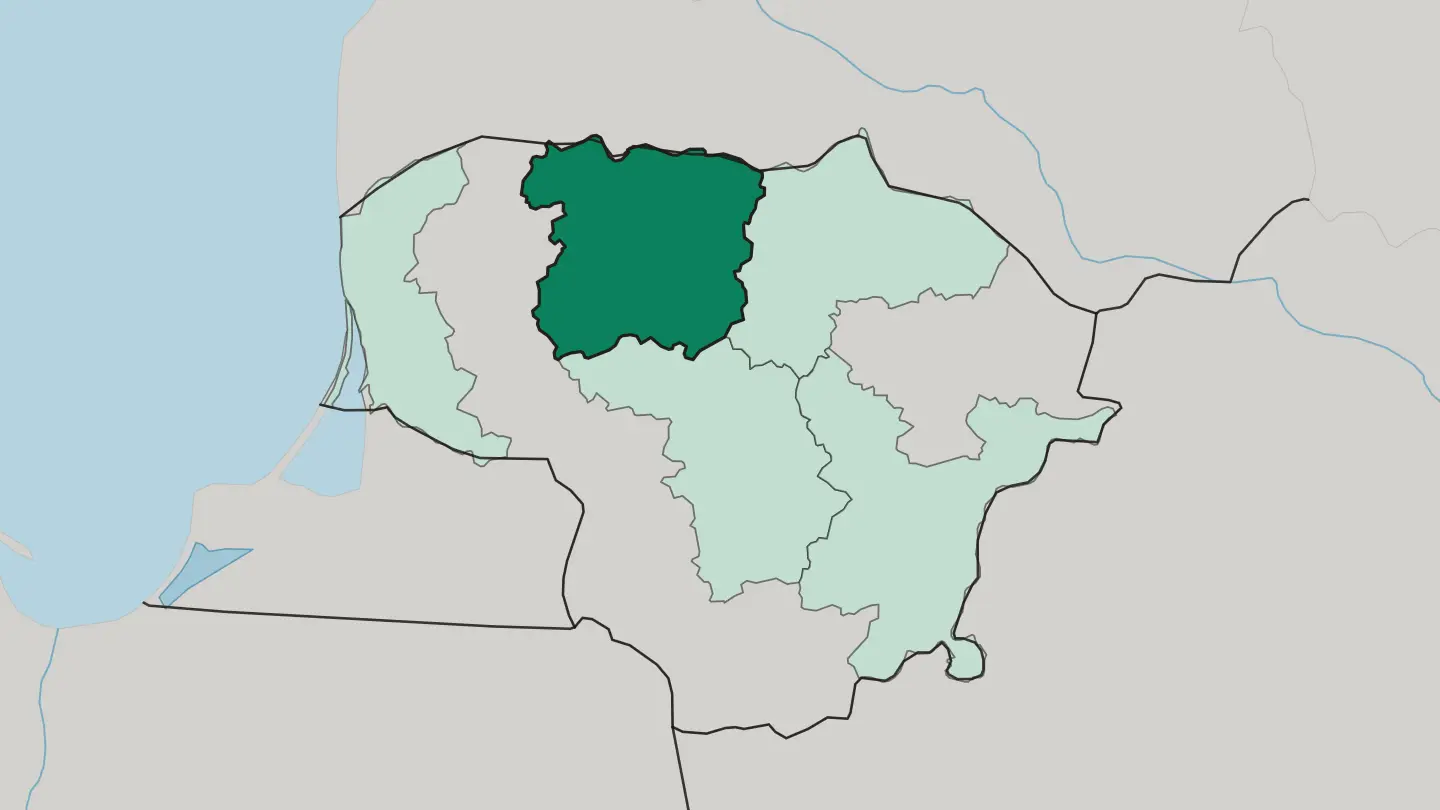 Map of Šiauliai County in Lithuania