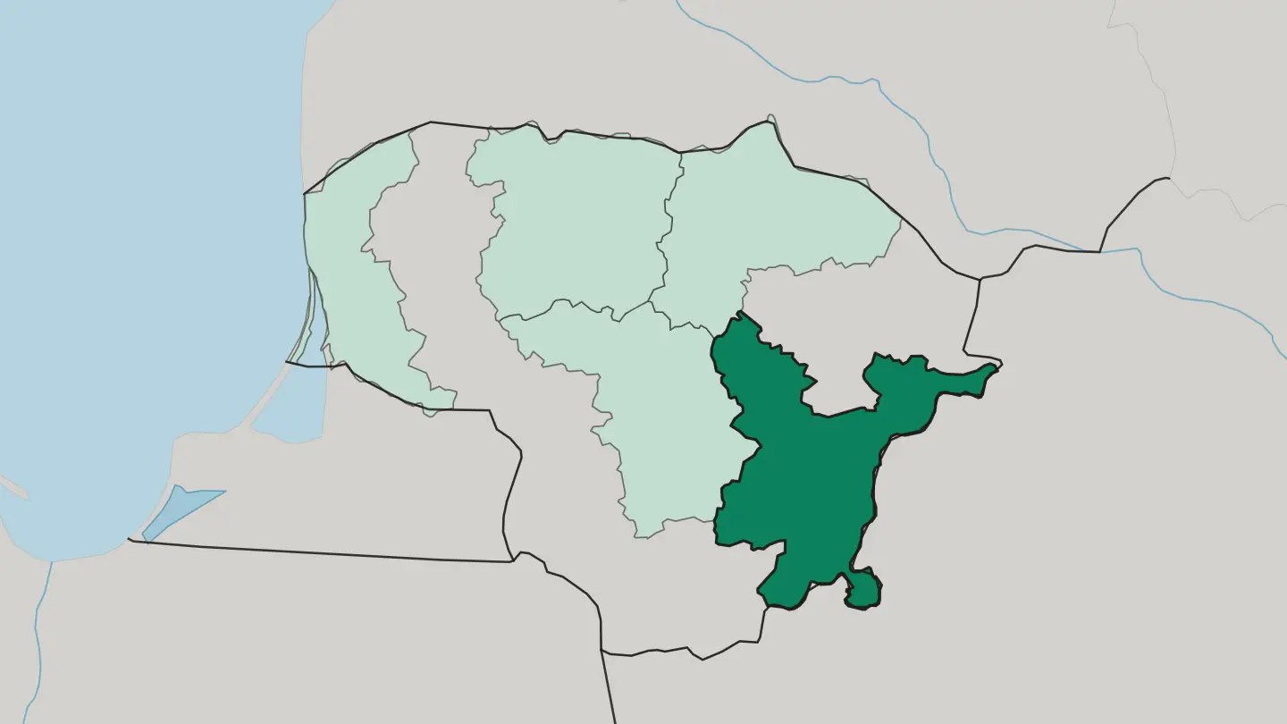 Map of Vilnius County in Lithuania