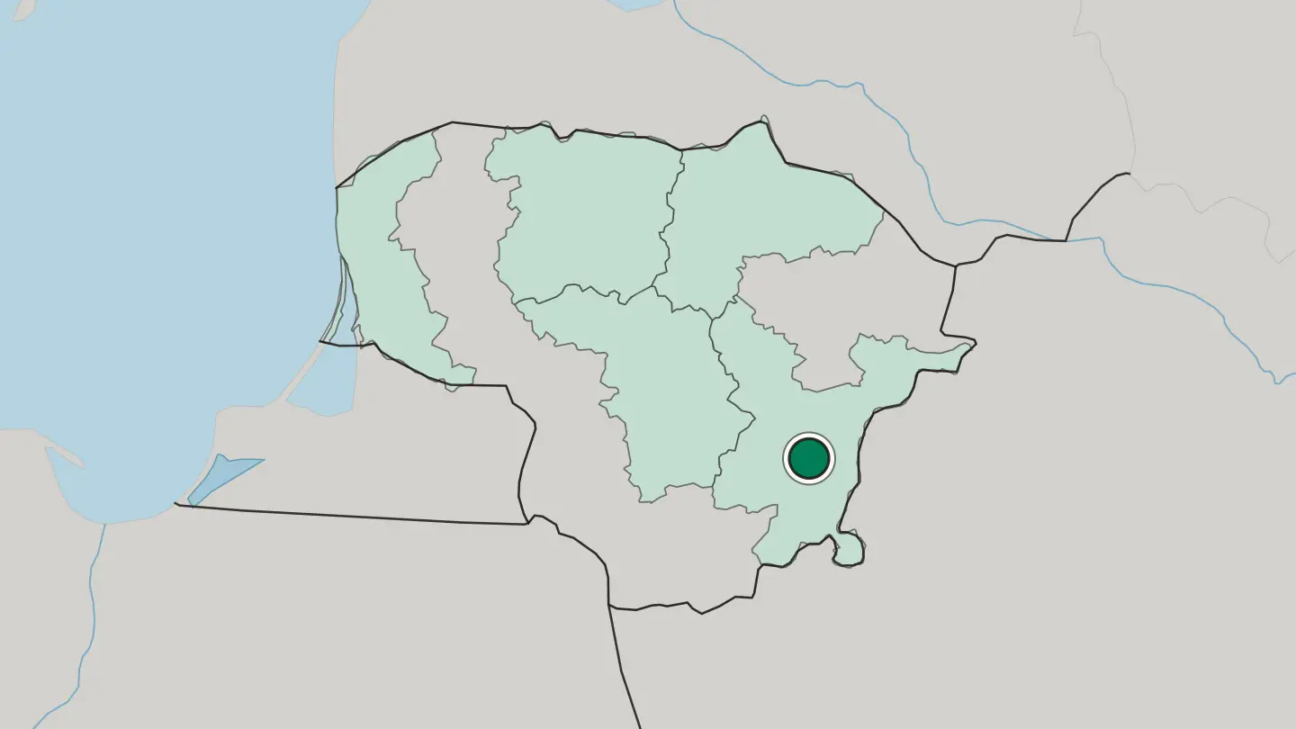 Map of Vilnius in Lithuania