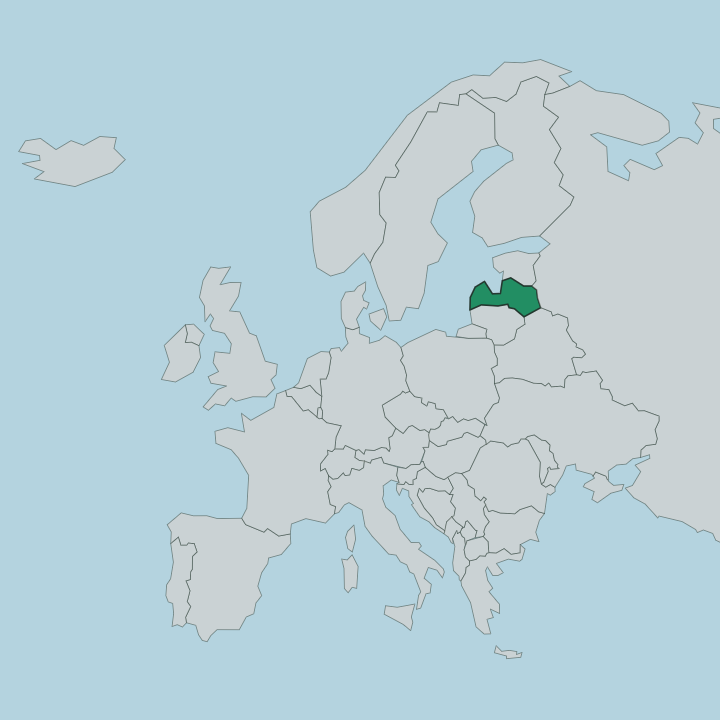 Map showing Latvia — In Europe