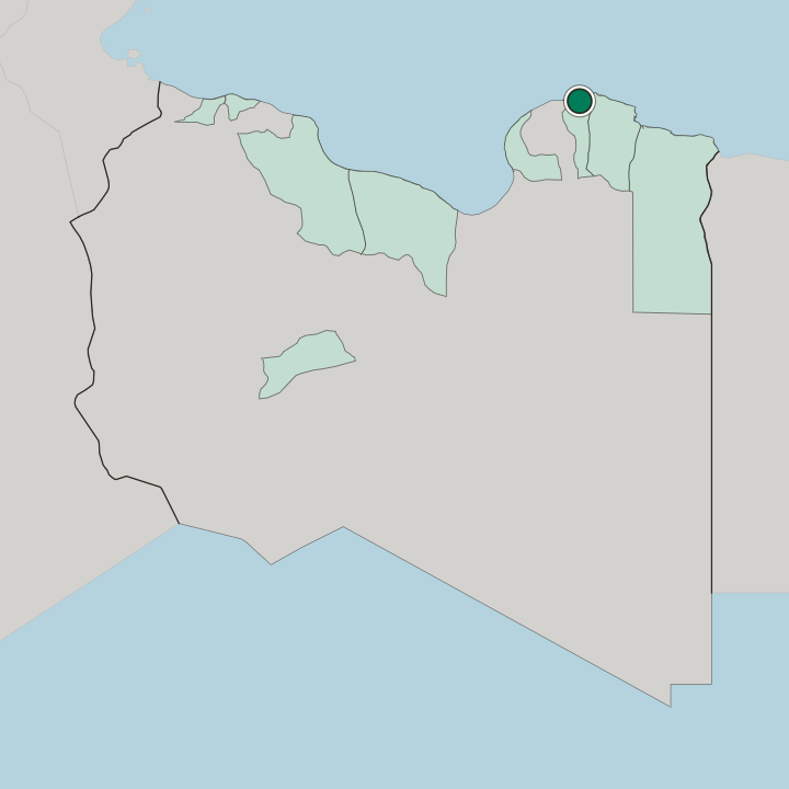Map showing Al Bayḑā’ — In Libya
