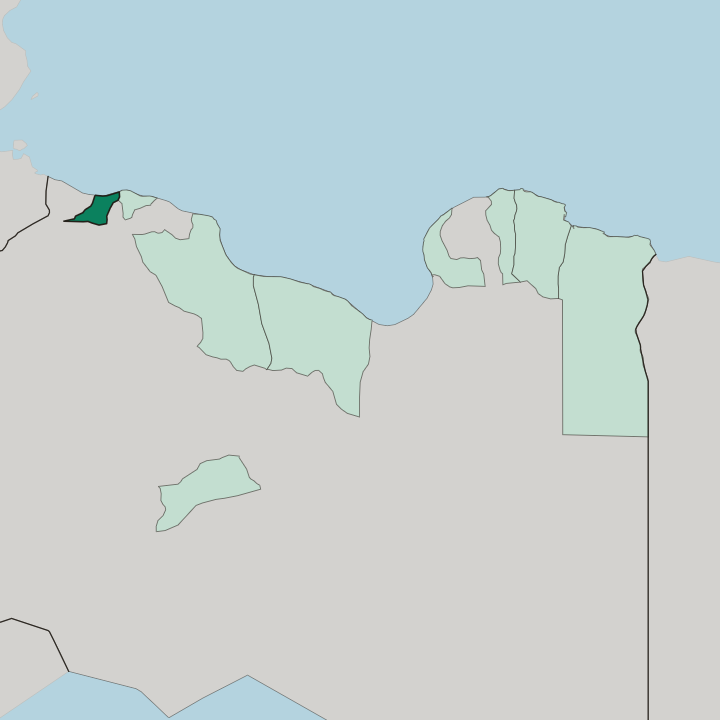 Map showing Az Zāwiyah — In Libya
