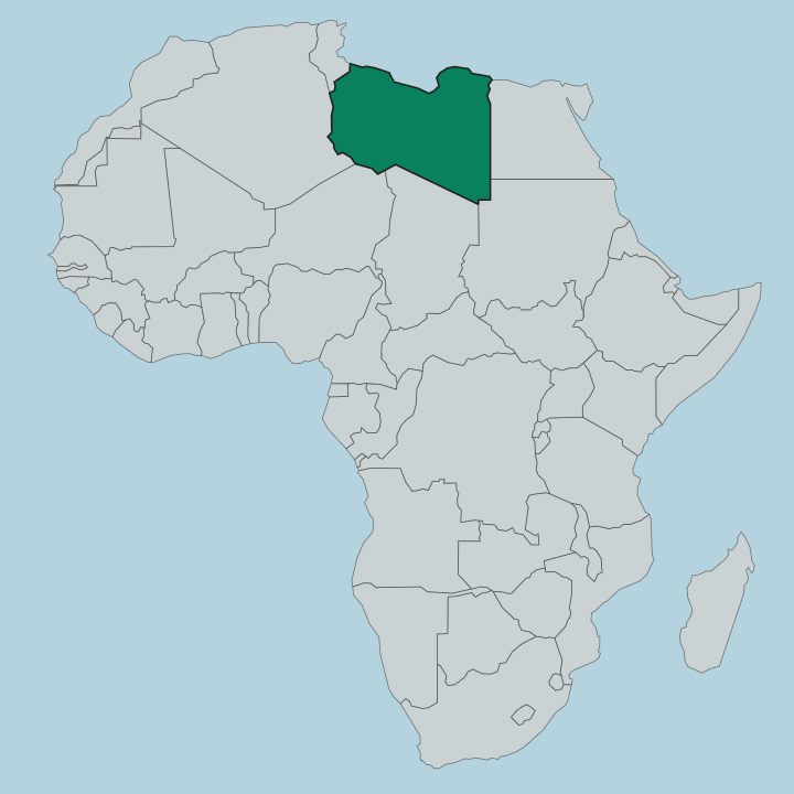 Map showing Libya — In Africa