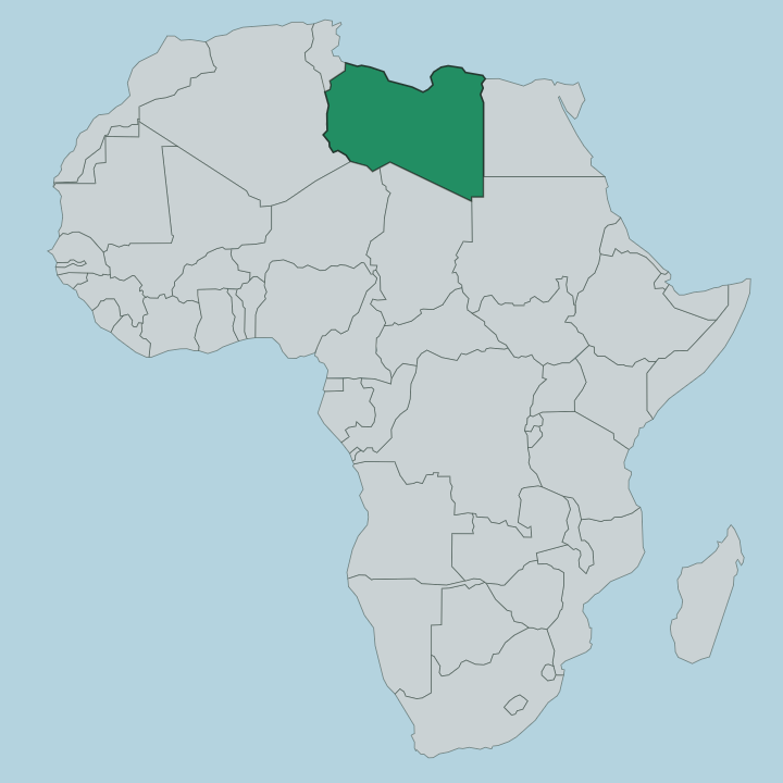 Map showing Libya — In Africa