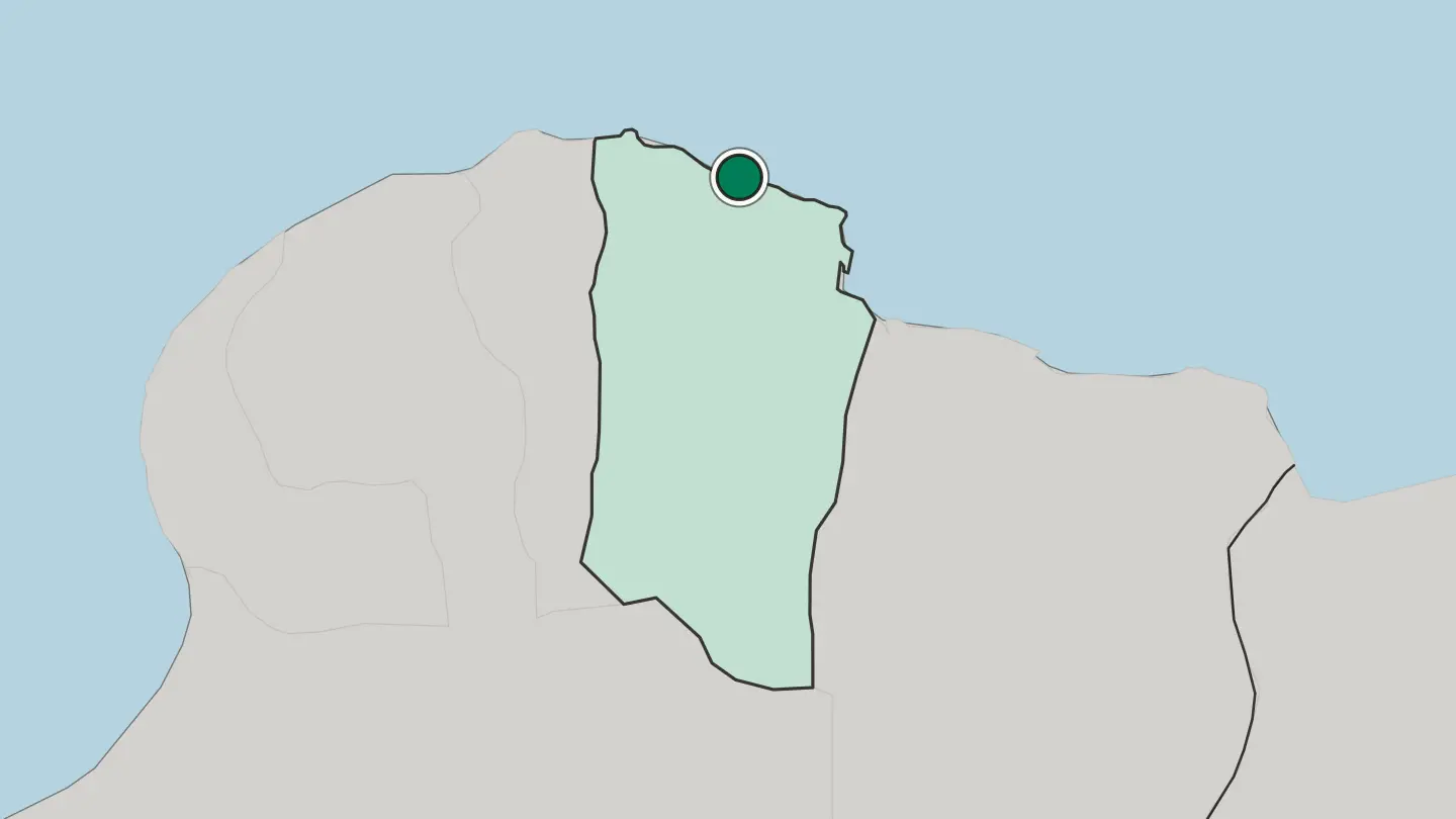 Map of Darnah in Libya