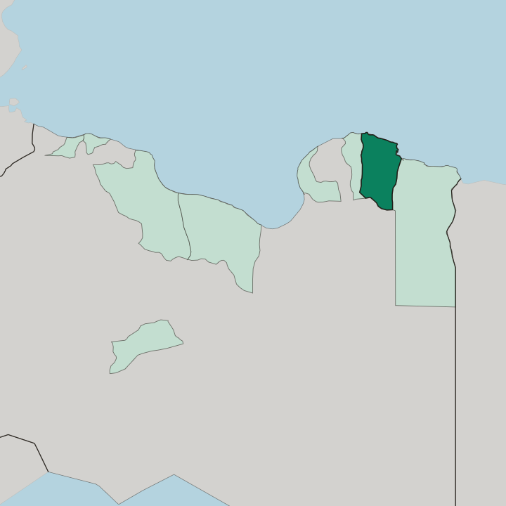 Map showing Darnah — In Libya