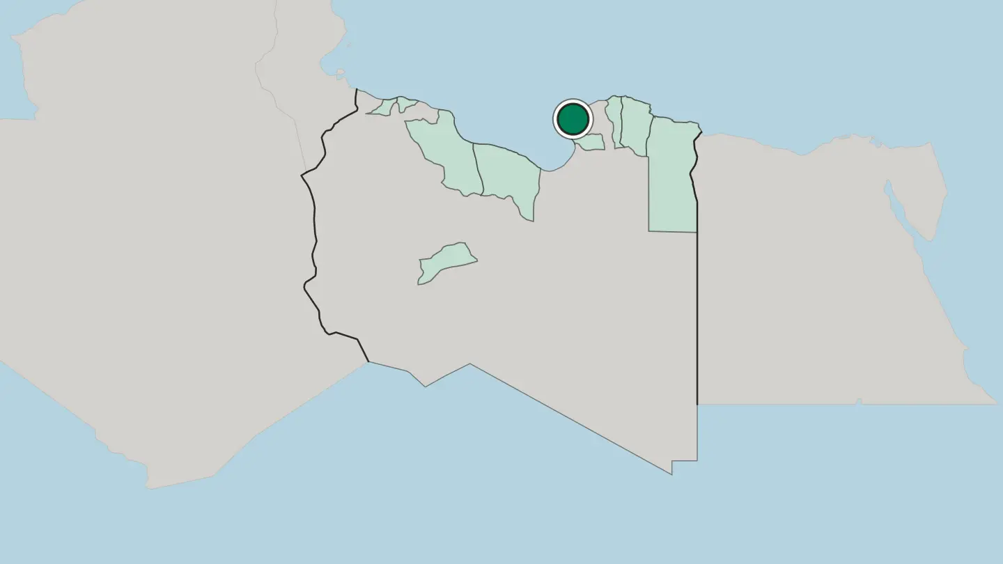 Map of Benghazi in Libya