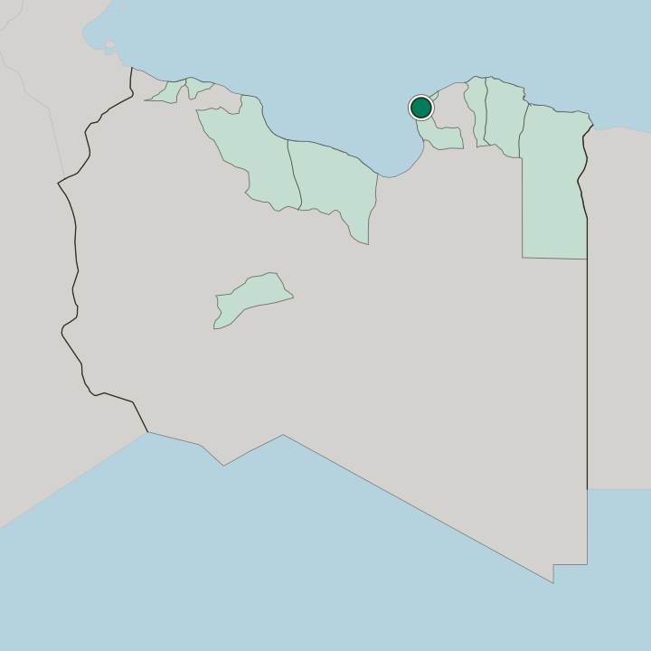 Map showing Benghazi — In Libya