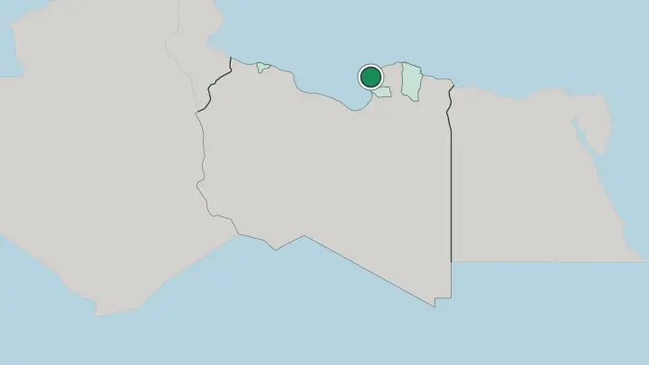 Map of Benghazi in Libya