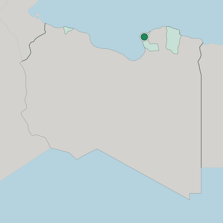 Map showing Benghazi — In Libya