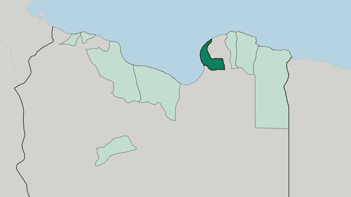 Map of Sha‘bīyat Banghāzī in Libya