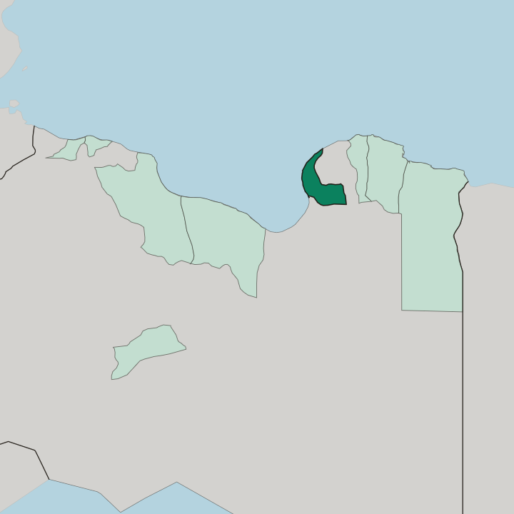 Map showing Sha‘bīyat Banghāzī — In Libya