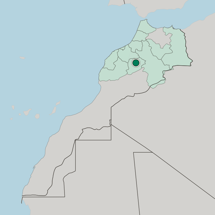 Map showing Beni Mellal — In Morocco