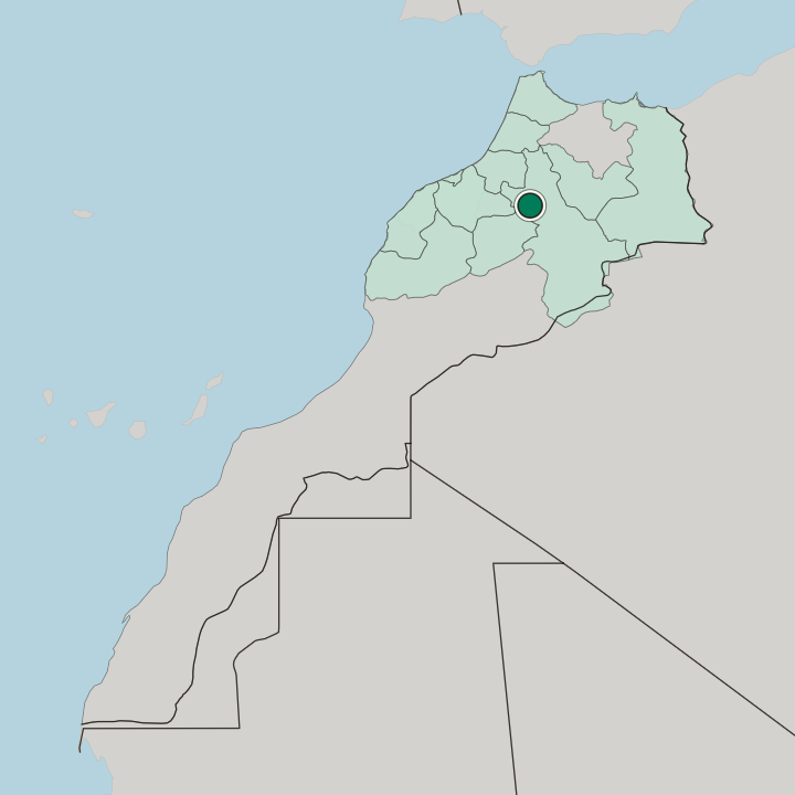 Map showing Khenifra — In Morocco