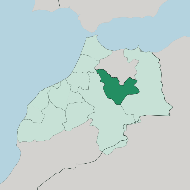 Map showing Béni Mellal-Khénifra — In Morocco