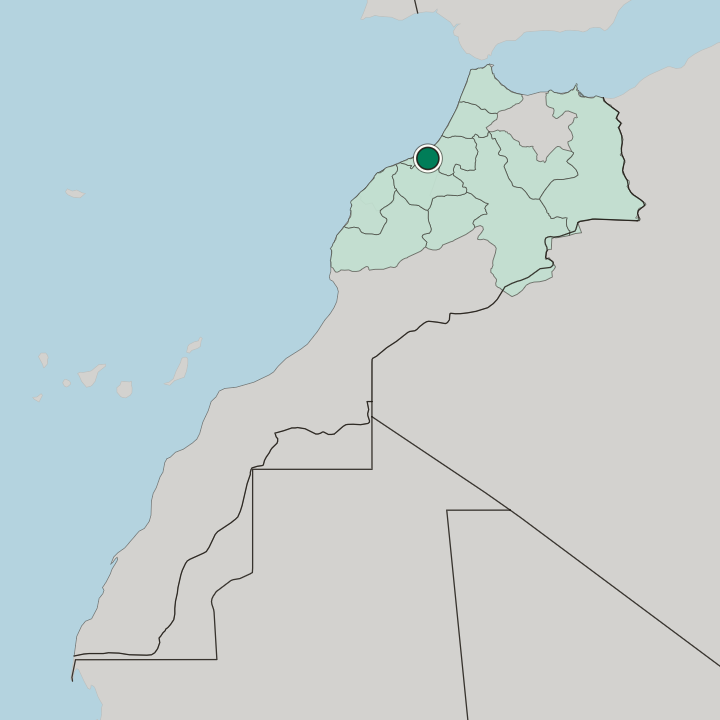 Map showing Benslimane — In Morocco