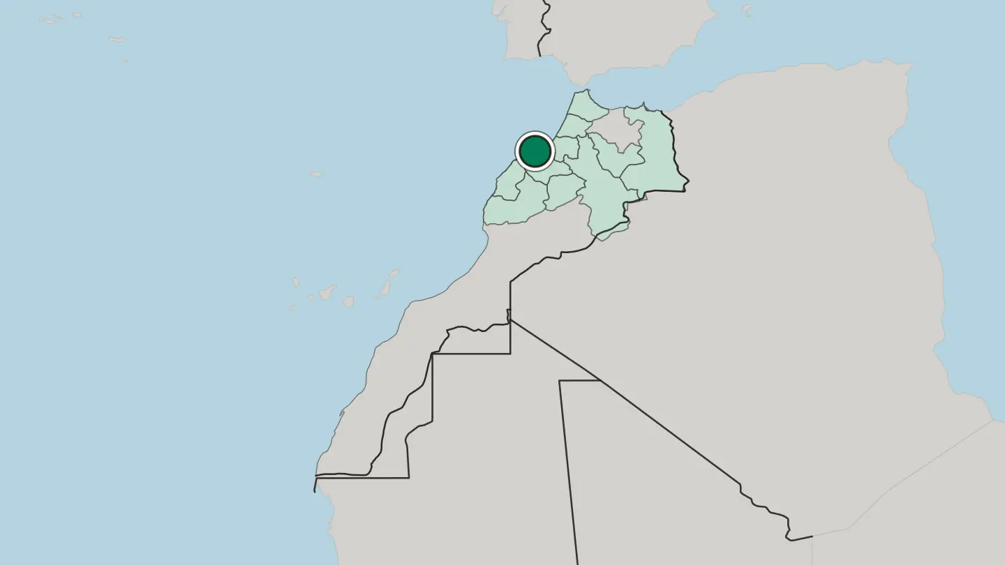 Map of Casablanca in Morocco