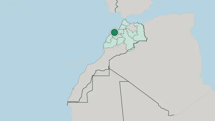 Map of Casablanca in Morocco
