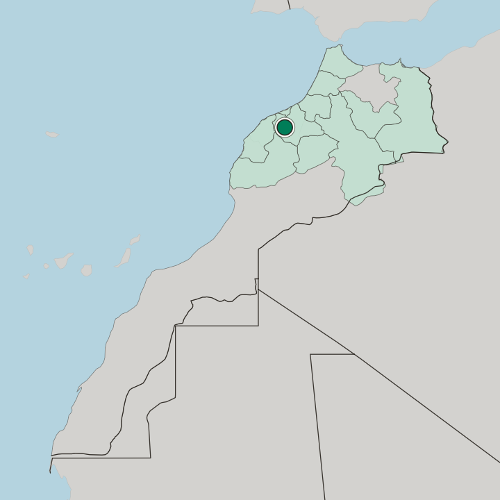 Map showing Settat — In Morocco
