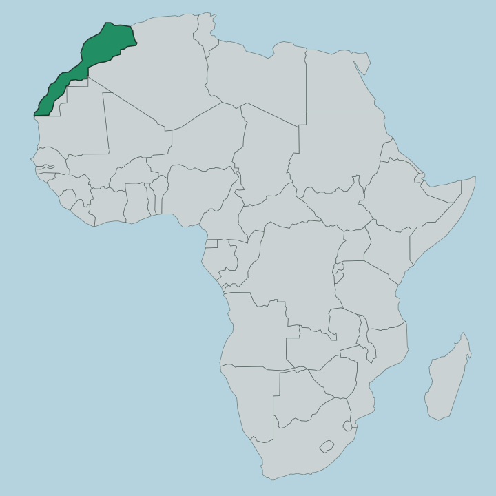 Map showing Morocco — In Africa