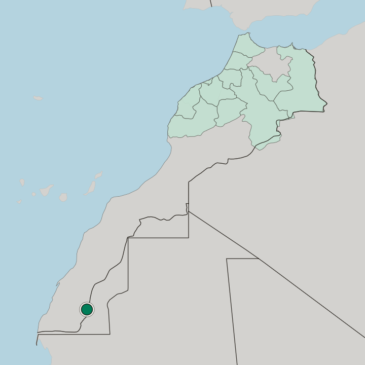 Map showing Aousserd — In Morocco