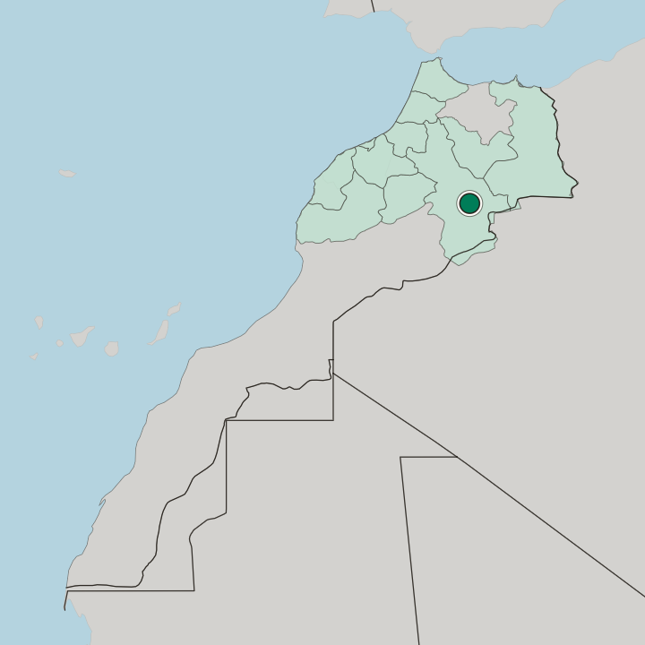Map showing Errachidia — In Morocco
