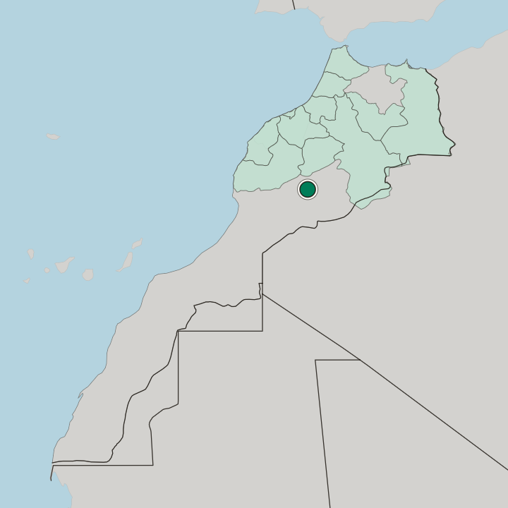 Map showing Ouarzazate — In Morocco