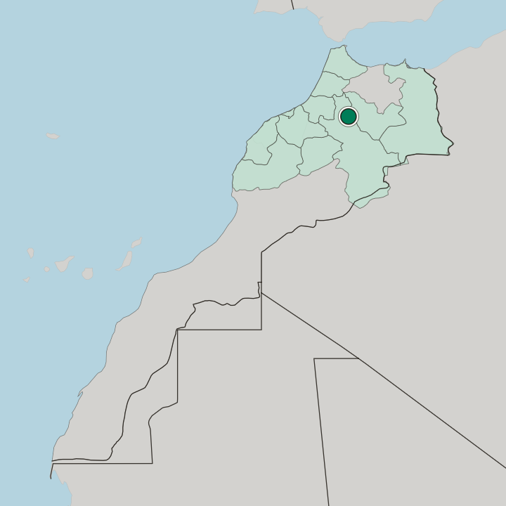 Map showing Azrou — In Morocco
