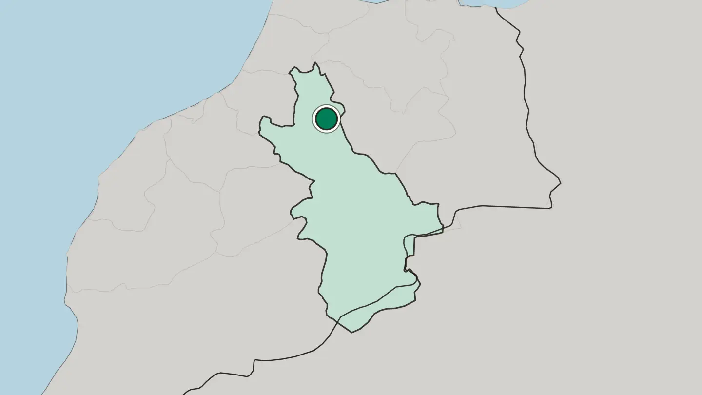 Map of Azrou in Morocco