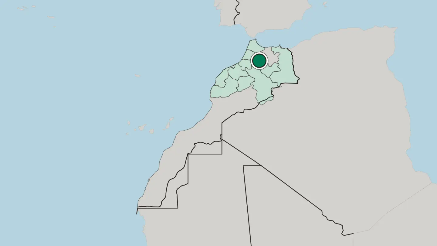 Map of Fes in Morocco