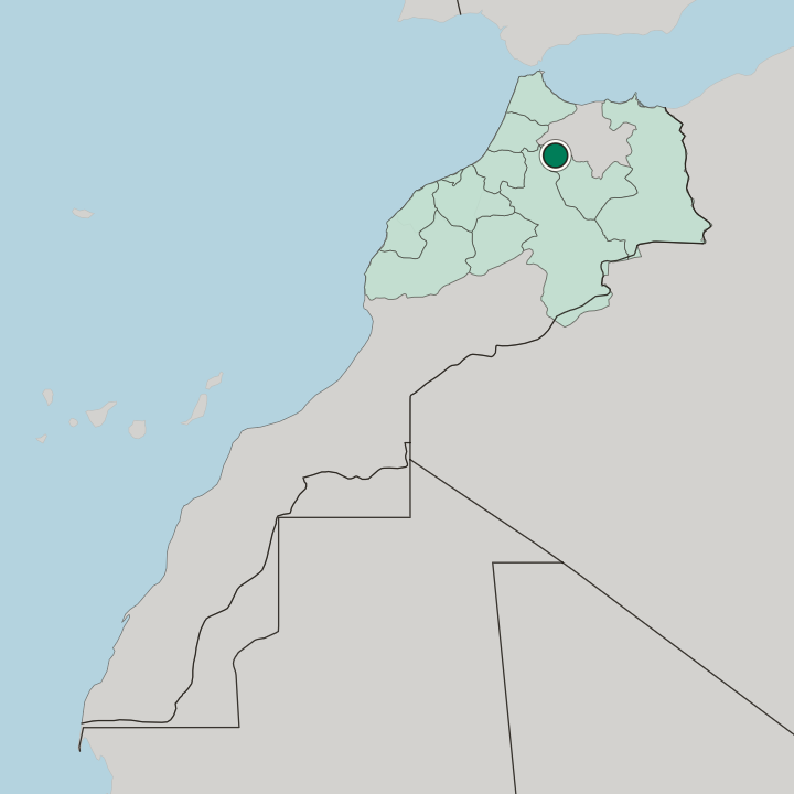 Map showing Fès al Bali — In Morocco