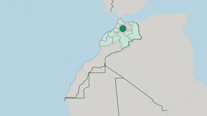Map of Fes in Morocco