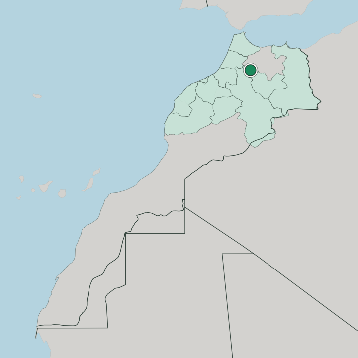 Map showing Fes — In Morocco