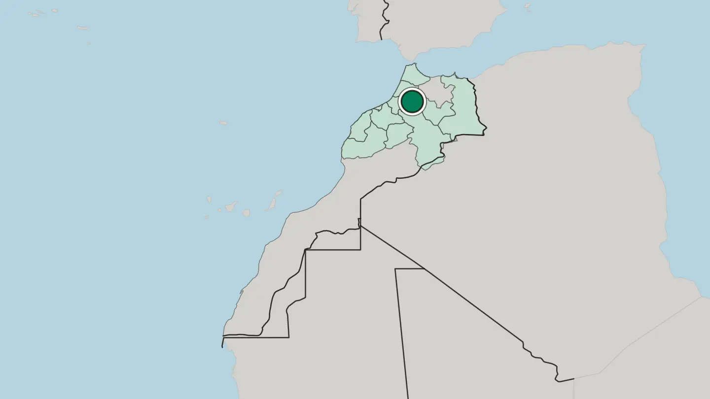 Map of Meknes in Morocco