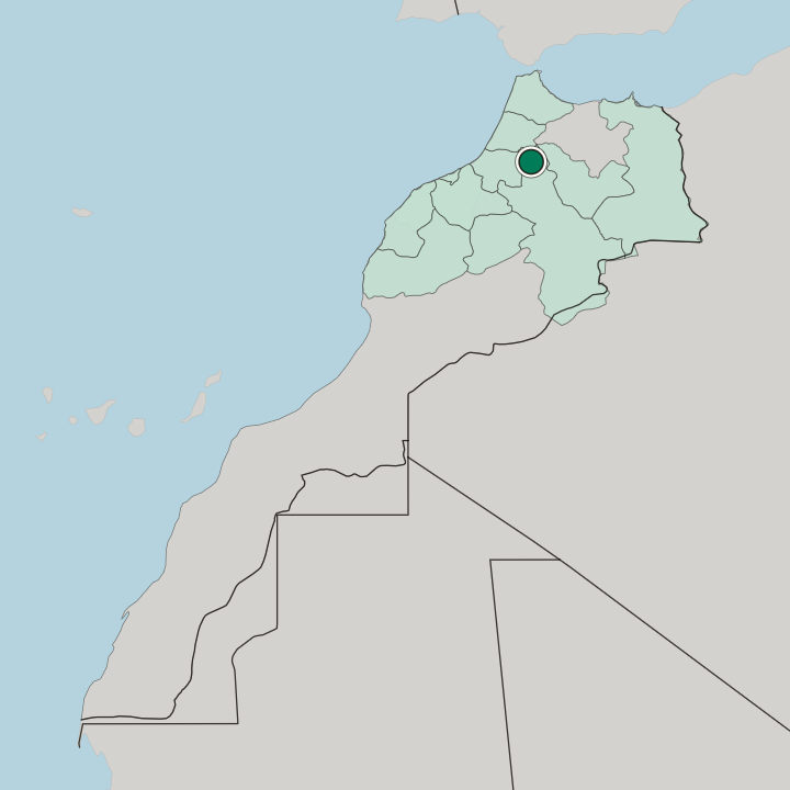 Map showing Meknes — In Morocco
